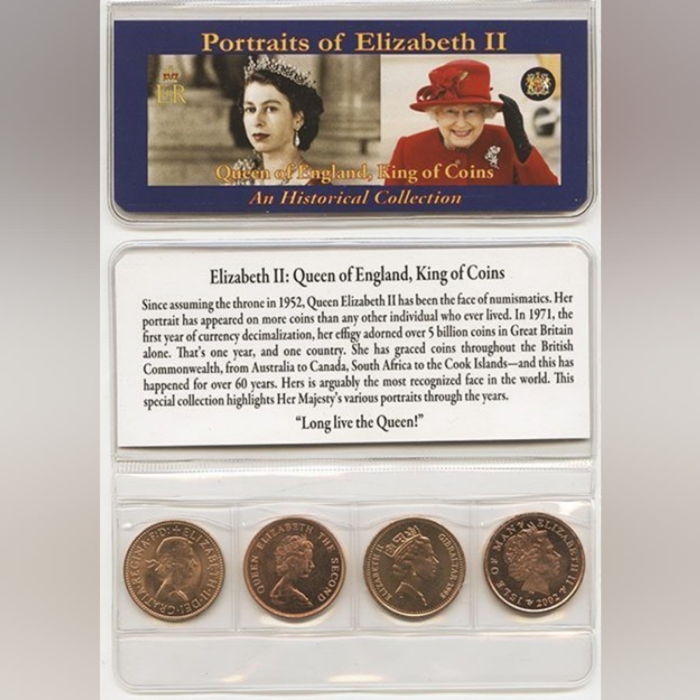 Queen Of England Four Historical Coins (Mini Album) COA